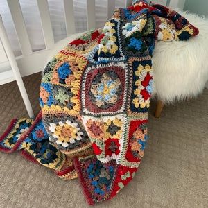 Hand crocheted granny square Afghan...never used.